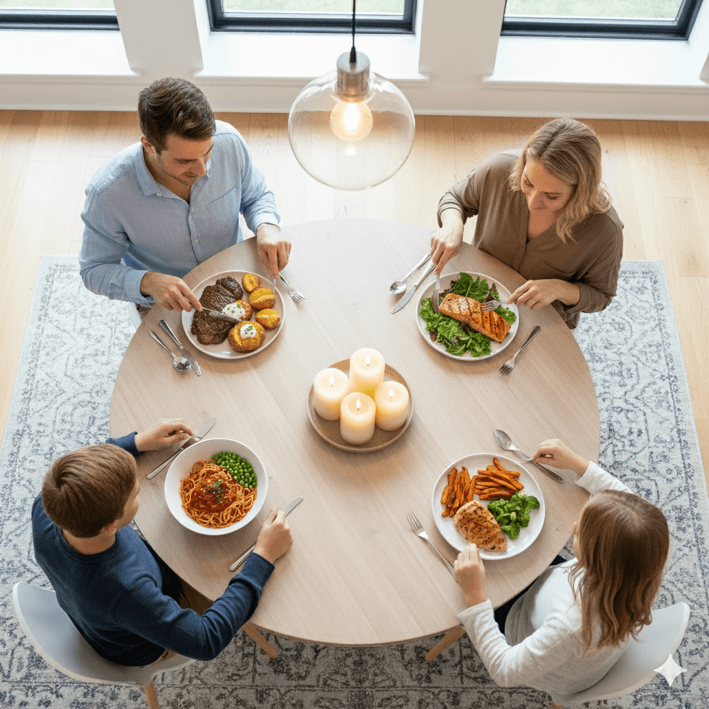 Family enjoying personalized meals together