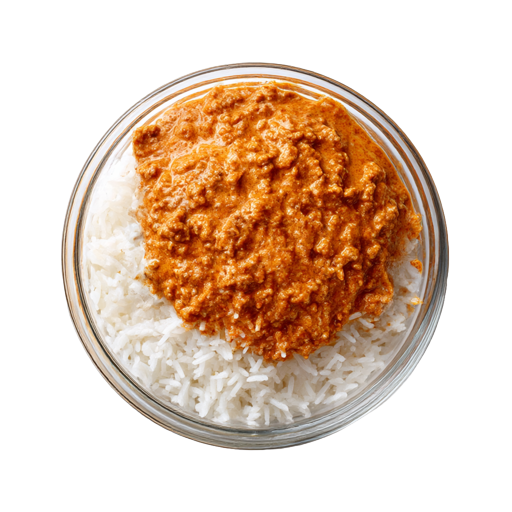 Ground Beef Butter Chicken Bowl